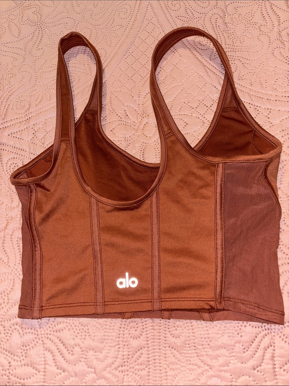 ALO Yoga Brown Seam-Detail Support Crop Tank